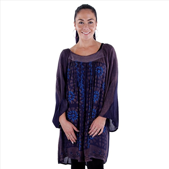 Shoreline Tops - Plus Size Boho Tunic - Purple